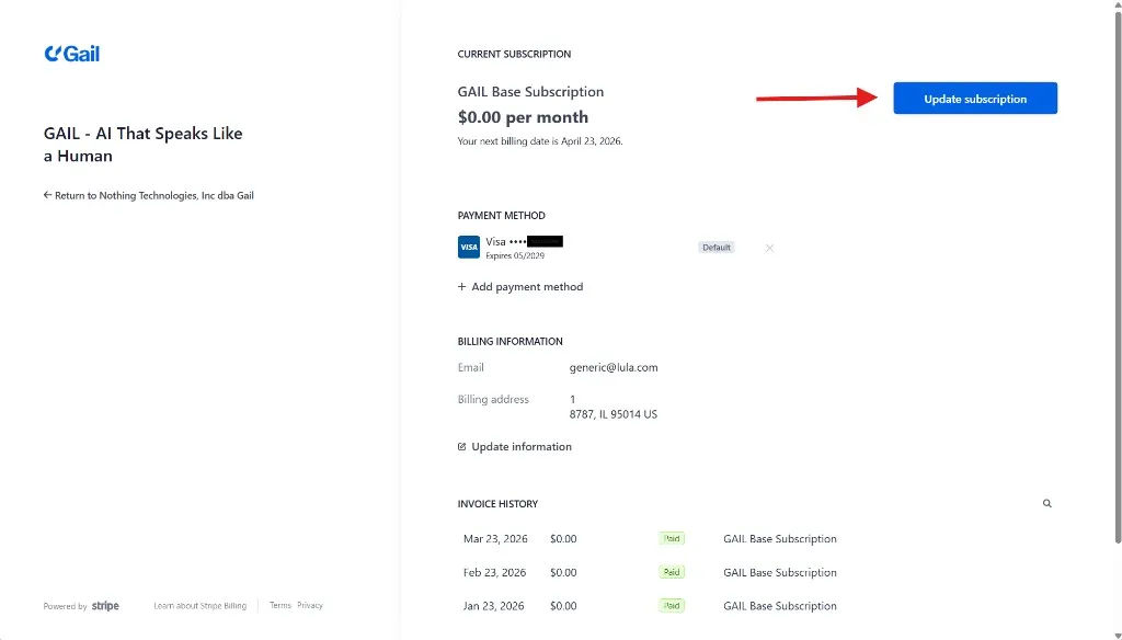 Update Subscription