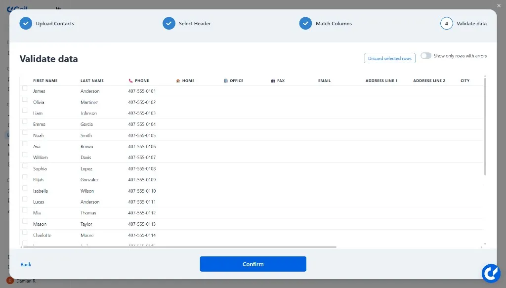 Validate Contacts Data