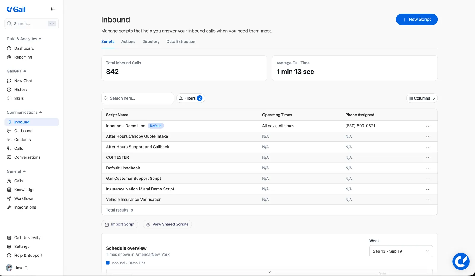 Inbound Scripts tab