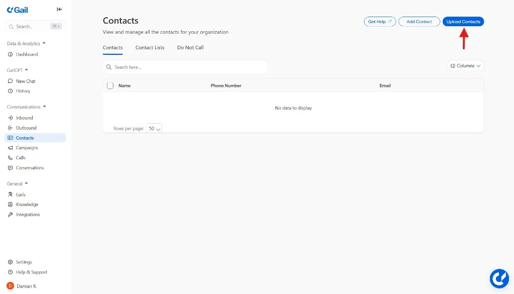 Upload Contacts