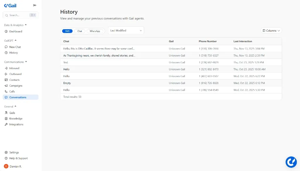 Conversations History