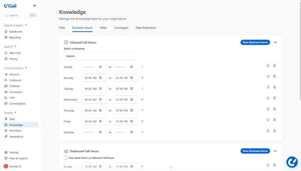 Knowledge Base - Business Hours