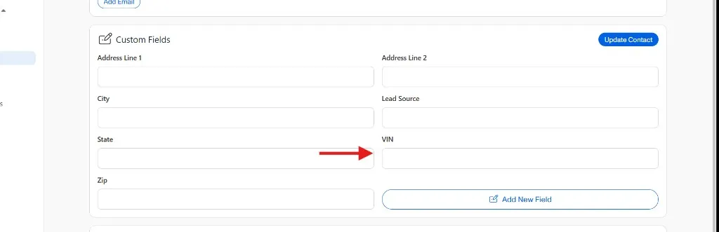 Custom Fields section with new field added