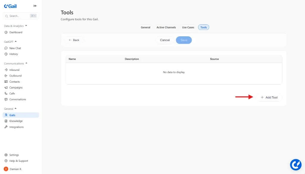 Add Tool page